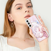 For Samsung Galaxy S22 5G Marble Pattern Dual-side IMD Magsafe TPU Phone Case(Rose Gold 005)