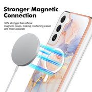 For Samsung Galaxy S22 5G Marble Pattern Dual-side IMD Magsafe TPU Phone Case(White Marble)