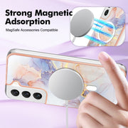 For Samsung Galaxy S22 5G Marble Pattern Dual-side IMD Magsafe TPU Phone Case(White Marble)