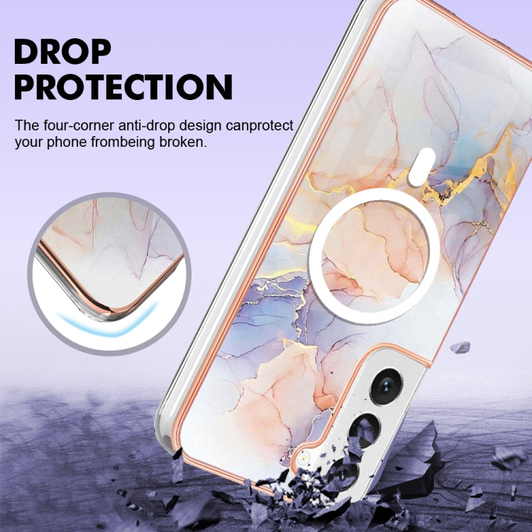 For Samsung Galaxy S22 5G Marble Pattern Dual-side IMD Magsafe TPU Phone Case(White Marble)