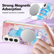 For Samsung Galaxy S22 5G Marble Pattern Dual-side IMD Magsafe TPU Phone Case(Blue Marble)