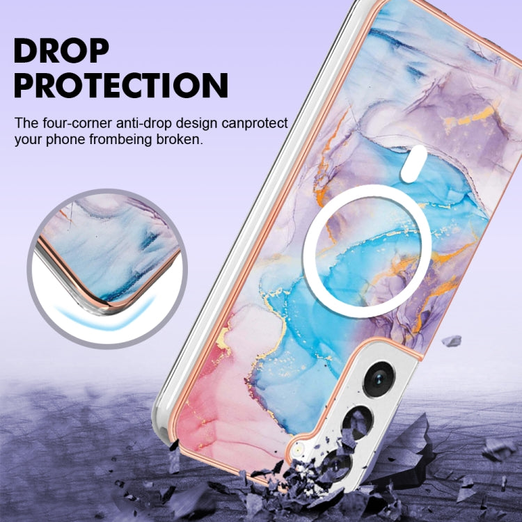 For Samsung Galaxy S22 5G Marble Pattern Dual-side IMD Magsafe TPU Phone Case(Blue Marble)
