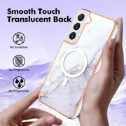 For Samsung Galaxy S22+ 5G Marble Pattern Dual-side IMD Magsafe TPU Phone Case(White 006)