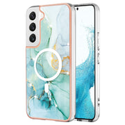 For Samsung Galaxy S22+ 5G Marble Pattern Dual-side IMD Magsafe TPU Phone Case(Green 003)