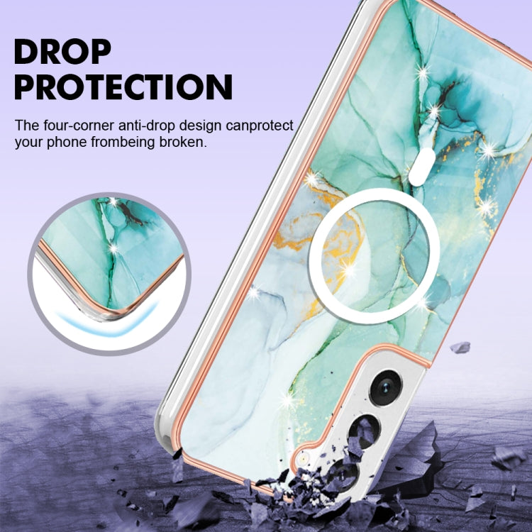 For Samsung Galaxy S22+ 5G Marble Pattern Dual-side IMD Magsafe TPU Phone Case(Green 003)
