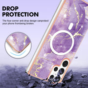 For Samsung Galaxy S22 Ultra 5G Marble Pattern Dual-side IMD Magsafe TPU Phone Case(Purple 002)