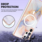 For Samsung Galaxy S22 Ultra 5G Marble Pattern Dual-side IMD Magsafe TPU Phone Case(White Marble)