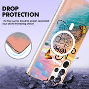 For Samsung Galaxy S22 Ultra 5G Marble Pattern Dual-side IMD Magsafe TPU Phone Case(Dream Butterfly)