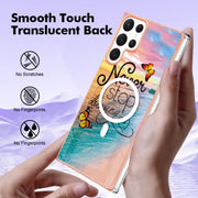 For Samsung Galaxy S22 Ultra 5G Marble Pattern Dual-side IMD Magsafe TPU Phone Case(Dream Butterfly)