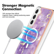 For Samsung Galaxy S23 5G Marble Pattern Dual-side IMD Magsafe TPU Phone Case(Purple 002)