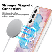 For Samsung Galaxy S23 5G Marble Pattern Dual-side IMD Magsafe TPU Phone Case(Blue Marble)