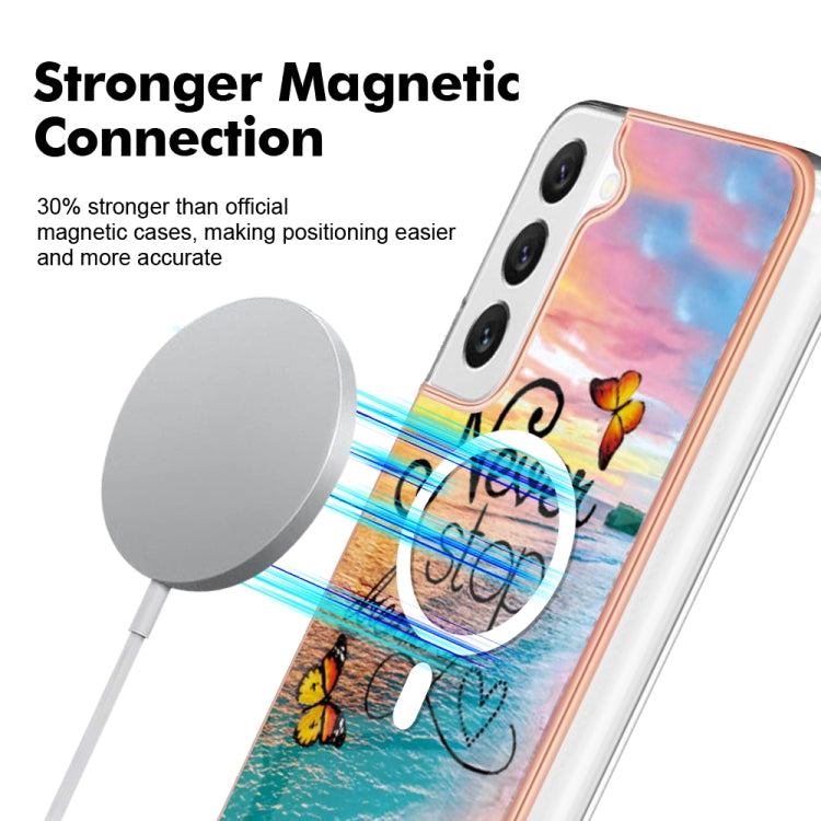 For Samsung Galaxy S23+ 5G Marble Pattern Dual-side IMD Magsafe TPU Phone Case(Dream Butterfly)