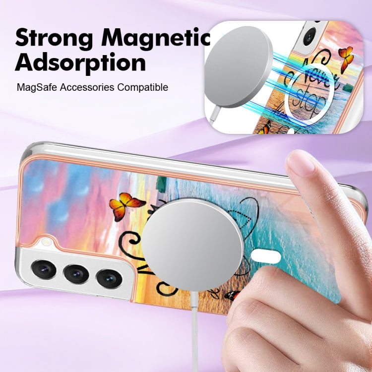 For Samsung Galaxy S23+ 5G Marble Pattern Dual-side IMD Magsafe TPU Phone Case(Dream Butterfly)