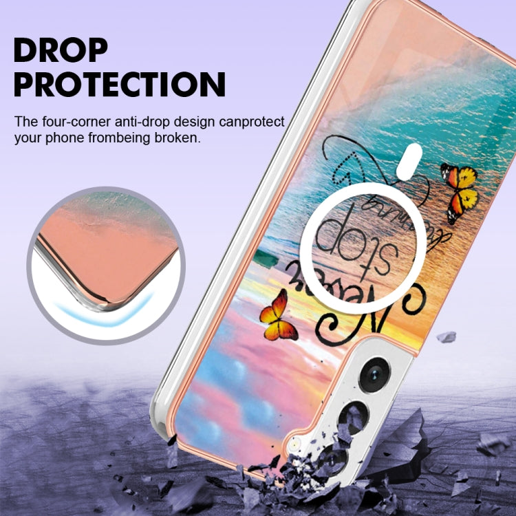 For Samsung Galaxy S23+ 5G Marble Pattern Dual-side IMD Magsafe TPU Phone Case(Dream Butterfly)