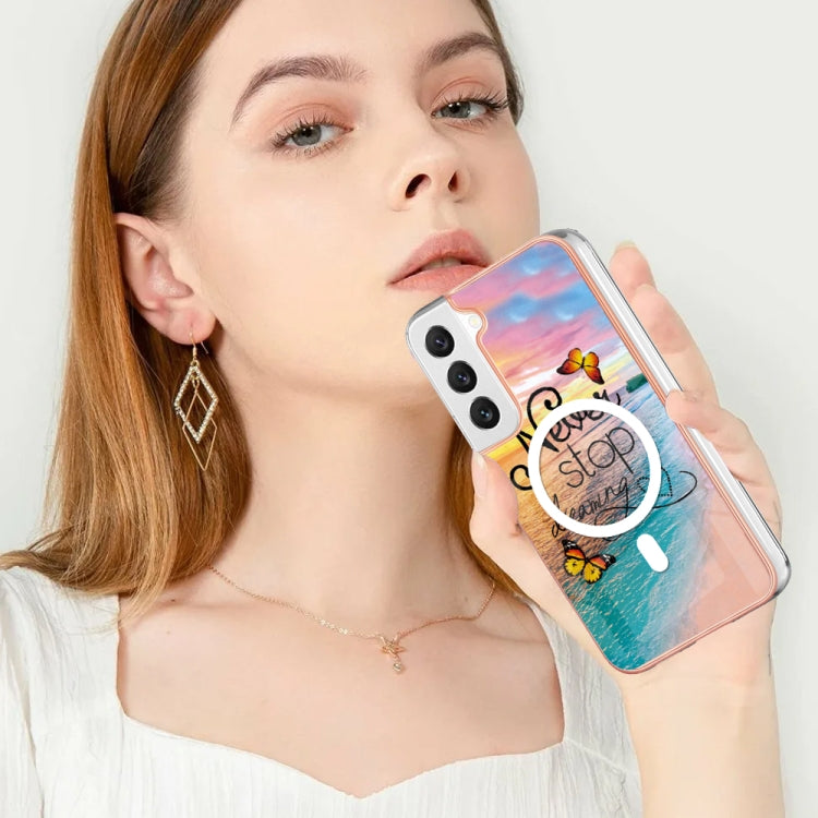 For Samsung Galaxy S23+ 5G Marble Pattern Dual-side IMD Magsafe TPU Phone Case(Dream Butterfly)