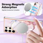 For Samsung Galaxy S23 Ultra 5G Marble Pattern Dual-side IMD Magsafe TPU Phone Case(Rose Gold 005)