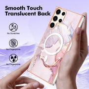 For Samsung Galaxy S23 Ultra 5G Marble Pattern Dual-side IMD Magsafe TPU Phone Case(Rose Gold 005)