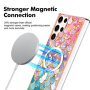 For Samsung Galaxy S23 Ultra 5G Marble Pattern Dual-side IMD Magsafe TPU Phone Case(Colorful Scales)