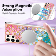 For Samsung Galaxy S23 Ultra 5G Marble Pattern Dual-side IMD Magsafe TPU Phone Case(Colorful Scales)