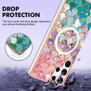 For Samsung Galaxy S23 Ultra 5G Marble Pattern Dual-side IMD Magsafe TPU Phone Case(Colorful Scales)