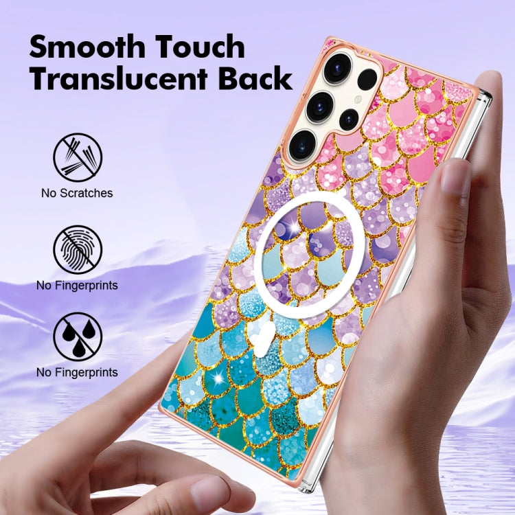For Samsung Galaxy S23 Ultra 5G Marble Pattern Dual-side IMD Magsafe TPU Phone Case(Colorful Scales)