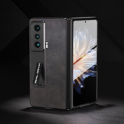 For Honor Magic Vs ABEEL Integrated Two-color Calf Texture PU Phone Case with Holder(Black)