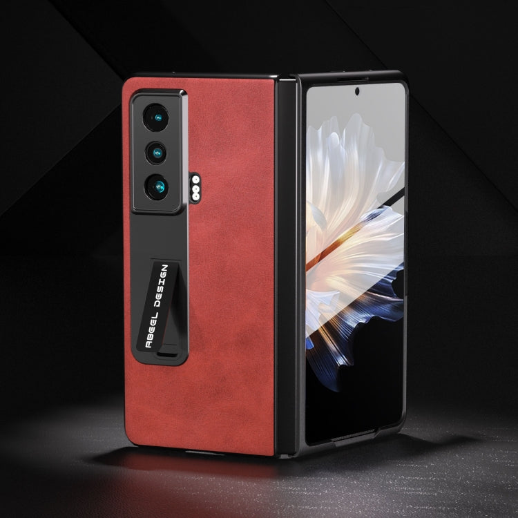 For Honor Magic Vs ABEEL Integrated Two-color Calf Texture PU Phone Case with Holder(Red)