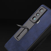 For Honor Magic Vs ABEEL Integrated Two-color Calf Texture PU Phone Case with Holder(Blue)
