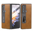 For Honor Magic Vs ABEEL Integrated Two-color Calf Texture PU Phone Case with Holder(Brown) - Honor Cases by PMC TechLife | Online Shopping South Africa | PMC TechLife | Buy Now Pay Later Mobicred