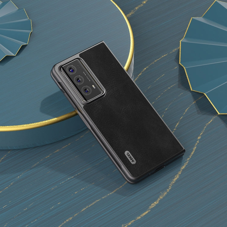 For Honor Magic V2 ABEEL Cowhide Texture PU Phone Case(Black)