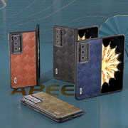 For Honor Magic V2 ABEEL Weave Plaid PU Phone Case(Black)