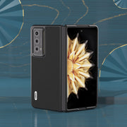 For Honor Magic V2 ABEEL Genuine Leather Wave Black Edge Phone Case(Black)
