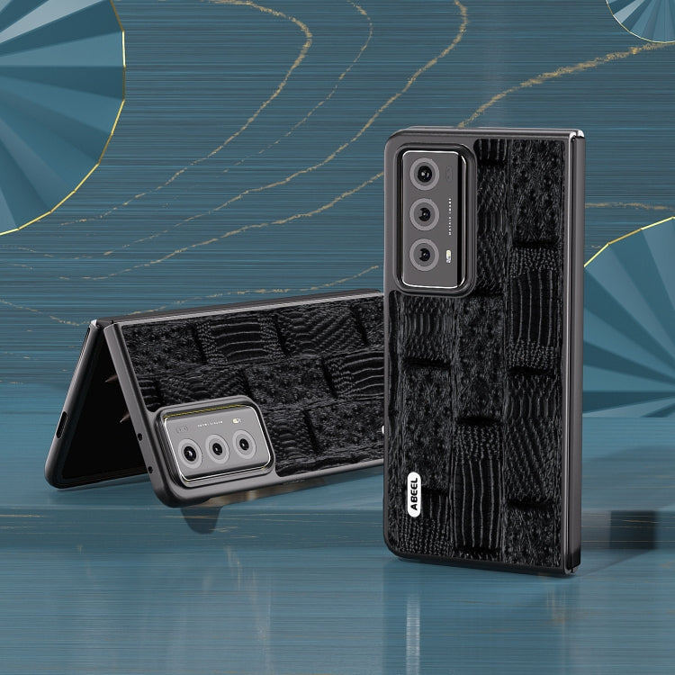 For Honor Magic V2 ABEEL Genuine Leather Mahjong Pattern Black Edge Phone Case(Black)