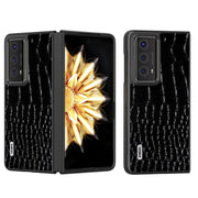 For Honor Magic V2 ABEEL Genuine Leather Crocodile Pattern Black Edge Phone Case(Black)