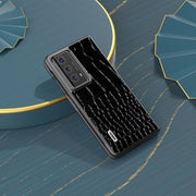 For Honor Magic V2 ABEEL Genuine Leather Crocodile Pattern Black Edge Phone Case(Black)