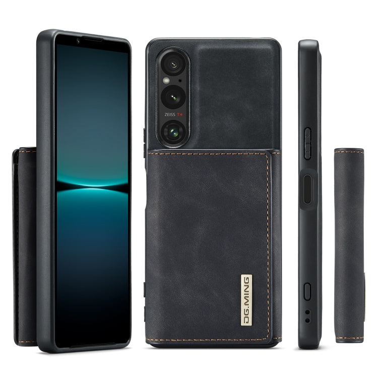 For Sony Xperia 1 V DG.MING M1 Series 3-Fold Multi Card Wallet + Magnetic Phone Case(Black)