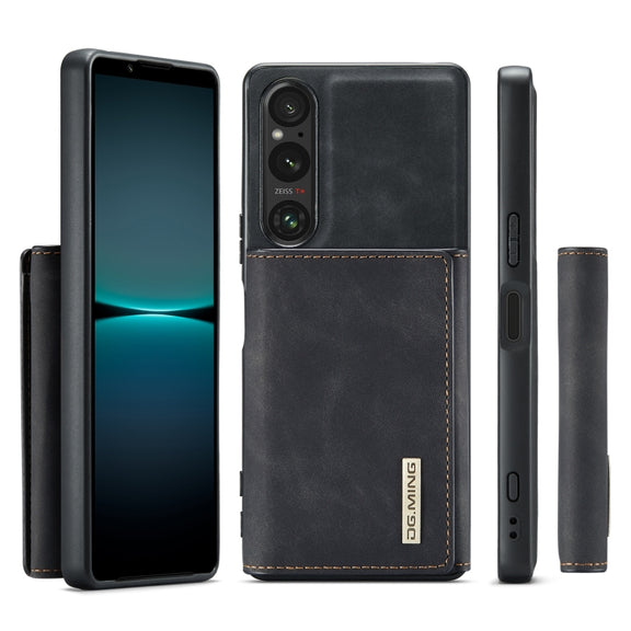 For Sony Xperia 1 V DG.MING M1 Series 3-Fold Multi Card Wallet + Magnetic Phone Case(Black)