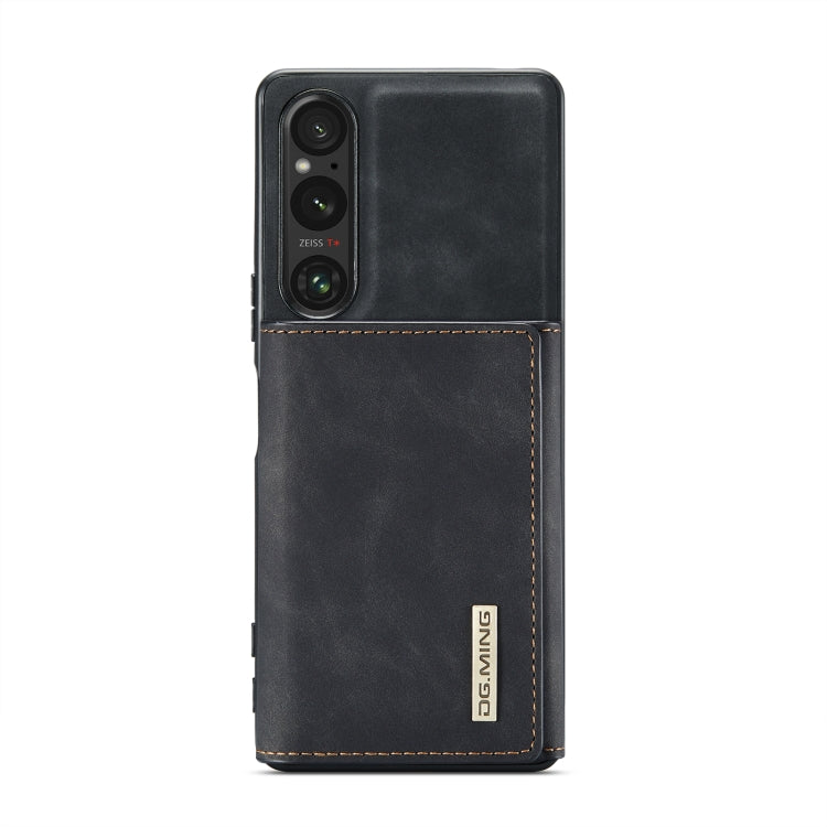 For Sony Xperia 1 V DG.MING M1 Series 3-Fold Multi Card Wallet + Magnetic Phone Case(Black)