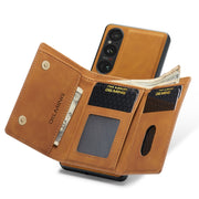 For Sony Xperia 1 V DG.MING M1 Series 3-Fold Multi Card Wallet + Magnetic Phone Case(Brown)