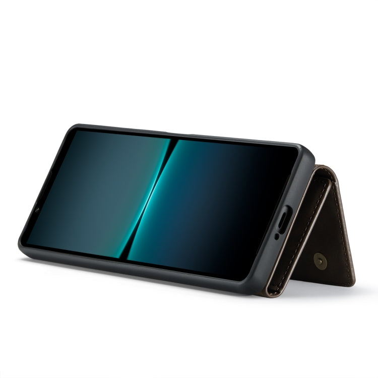For Sony Xperia 1 V DG.MING M1 Series 3-Fold Multi Card Wallet + Magnetic Phone Case(Coffee)