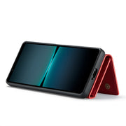 For Sony Xperia 1 V DG.MING M1 Series 3-Fold Multi Card Wallet + Magnetic Phone Case(Red)