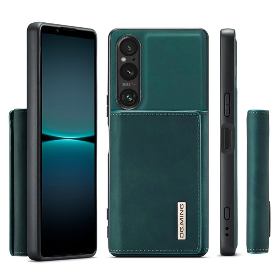 For Sony Xperia 1 V DG.MING M1 Series 3-Fold Multi Card Wallet + Magnetic Phone Case(Green)