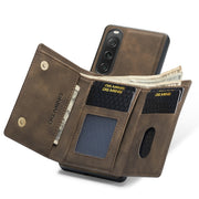 For Sony Xperia 10 V DG.MING M1 Series 3-Fold Multi Card Wallet + Magnetic Phone Case(Coffee)