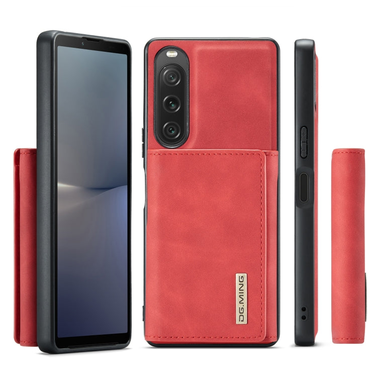 For Sony Xperia 10 V DG.MING M1 Series 3-Fold Multi Card Wallet + Magnetic Phone Case(Red)