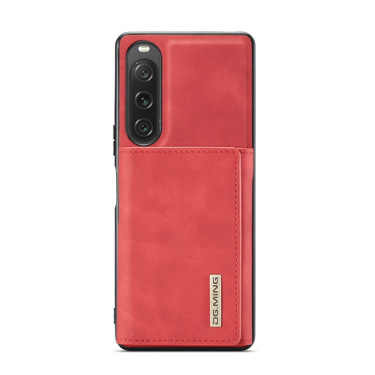 For Sony Xperia 10 V DG.MING M1 Series 3-Fold Multi Card Wallet + Magnetic Phone Case(Red)