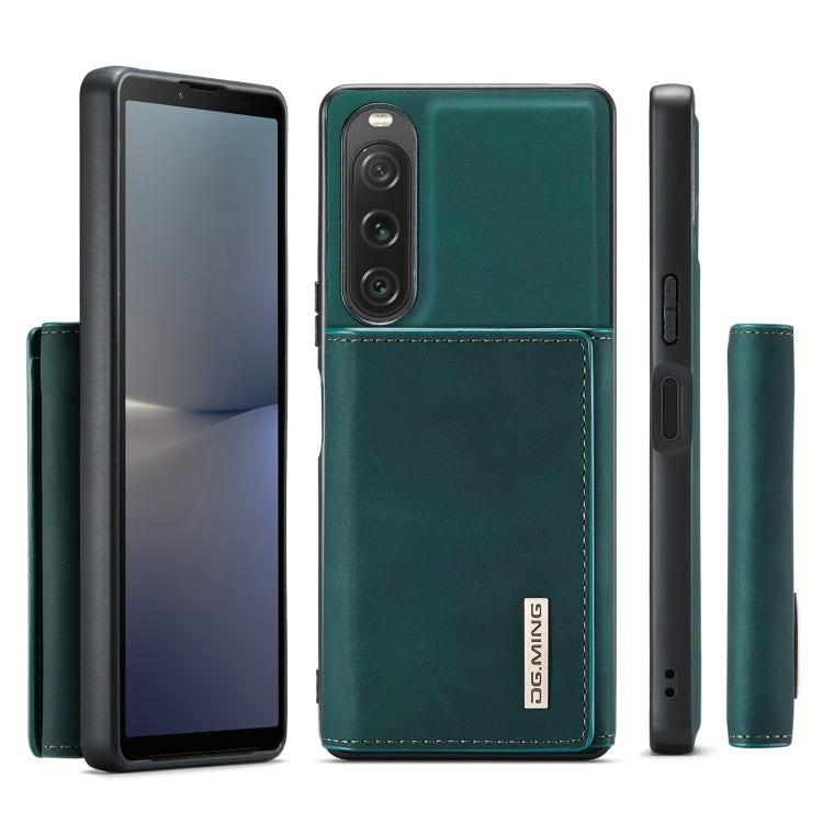 For Sony Xperia 10 V DG.MING M1 Series 3-Fold Multi Card Wallet + Magnetic Phone Case(Green)
