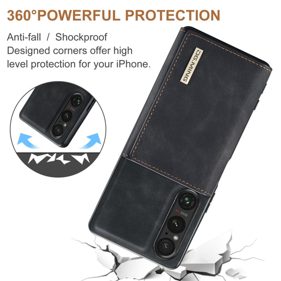 For Sony Xperia 1 VI DG.MING M1 Series 3-Fold Multi Card Wallet + Magnetic Phone Case(Black)