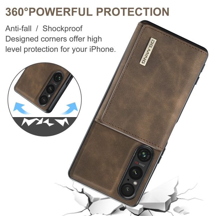 For Sony Xperia 1 VI DG.MING M1 Series 3-Fold Multi Card Wallet + Magnetic Phone Case(Coffee)