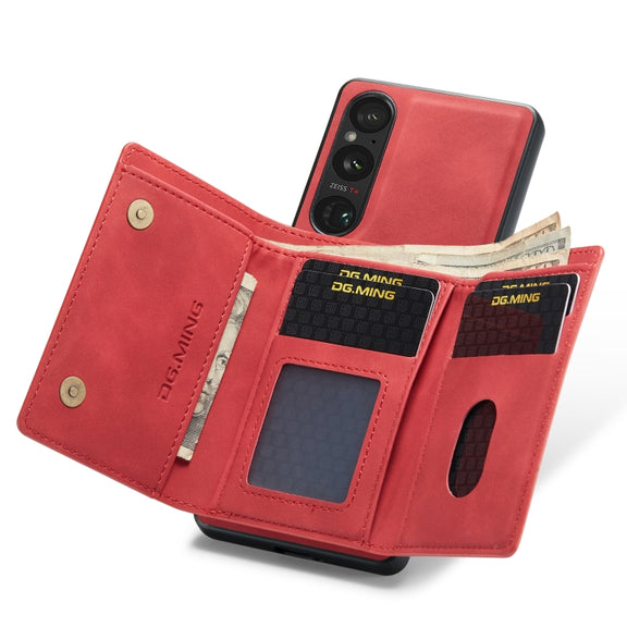 For Sony Xperia 1 VI DG.MING M1 Series 3-Fold Multi Card Wallet + Magnetic Phone Case(Red)