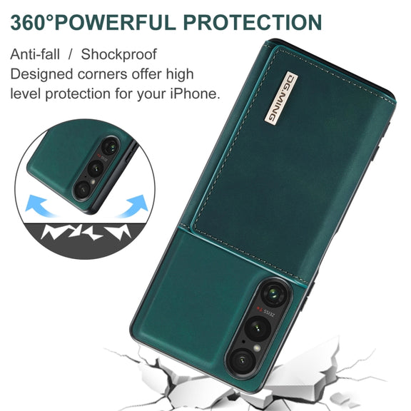 For Sony Xperia 1 VI DG.MING M1 Series 3-Fold Multi Card Wallet + Magnetic Phone Case(Green)